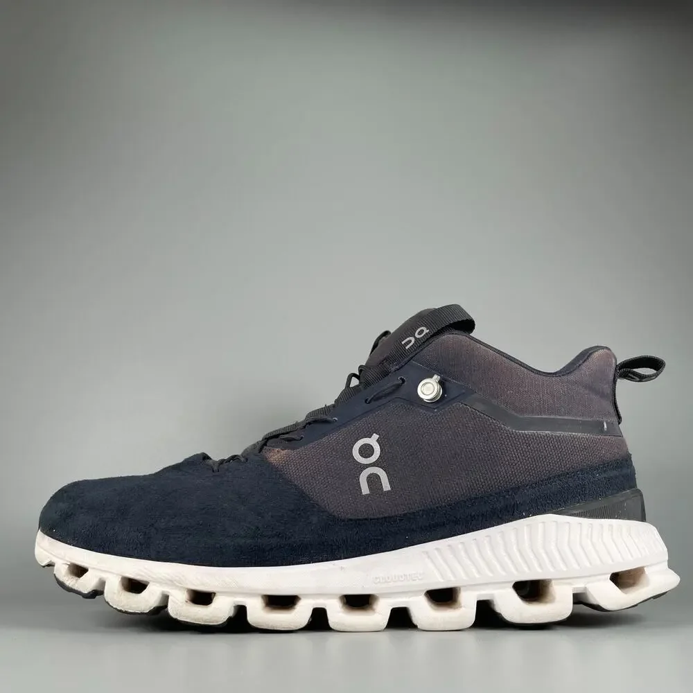 On Running Cloud Hi Men's 11.5 Black Navy Waterproof Swiss Engineering Shoes GUC